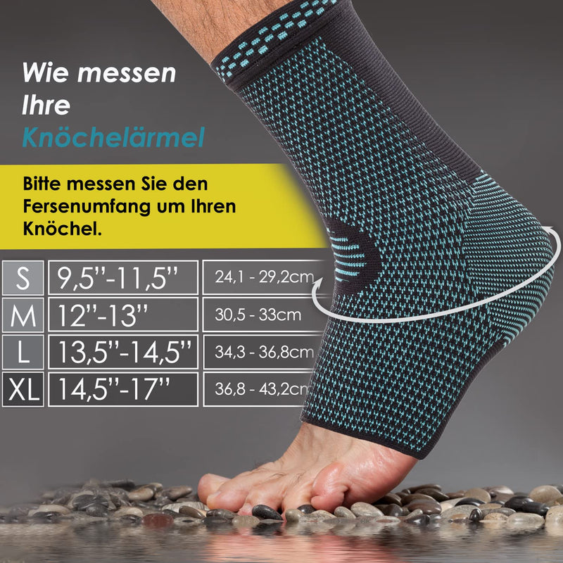 PowerLix Ankle Brace Compression Support Sleeve (Pair) for Injury Recovery, Joint Pain and More. Plantar Fasciitis Foot Socks with Arch Support, Eases Swelling, Heel Spurs, Achilles Tendon Blue Small - NewNest Australia