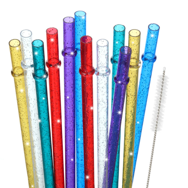 48 Pieces 11 inch Reusable Plastic Straws Without BPA, Colorful Glitter Straws for 40/30/24 oz Jar and Tumblers, with Cleaning Brush Straws Cleaner (Gold, Dark Blue, Purple, Red, White, Green) Gold, Dark Blue, Purple, Red, White, Green - NewNest Australia