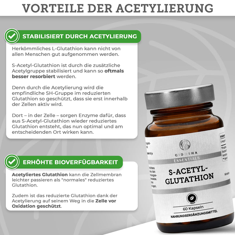 Qidosha S Acetyl Glutathione Capsules, Stabilized By Acetylation & Better Bioavailable Than Simple L-Glutathione, 250 Mg/Capsule, 60 Pieces/Glass, Natural From Fermentation, S Acetyl Glutathione 250 - NewNest Australia