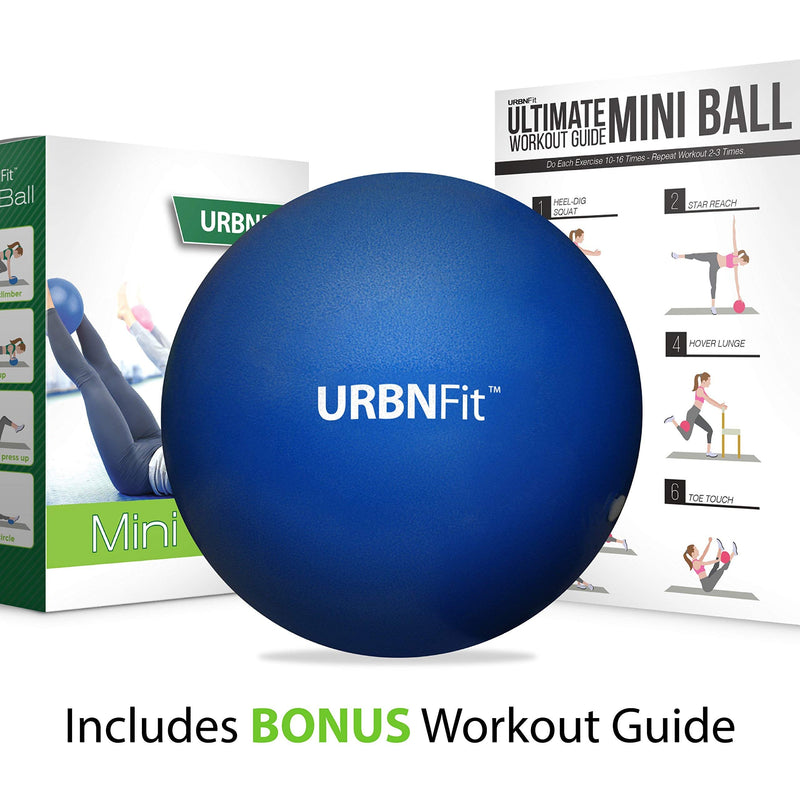 URBNFit Small Exercise Ball - 9-inch Mini Pilates Ball with Fitness Guide for Yoga, Barre, Physical Therapy, Stretching & Core Stability Workout Blue - NewNest Australia