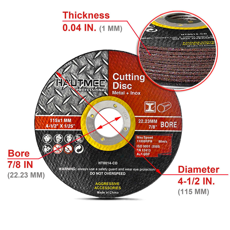 HAUTMEC Expert Grade Cut Off Wheels 4-1/2" x .04" x 7/8", Thin Grinding Disc for Cutting Steel and Ferrous Metals, 10 Pack General Purpose Cut Off Blade for Most Angle Grinder HT0014-CD - NewNest Australia