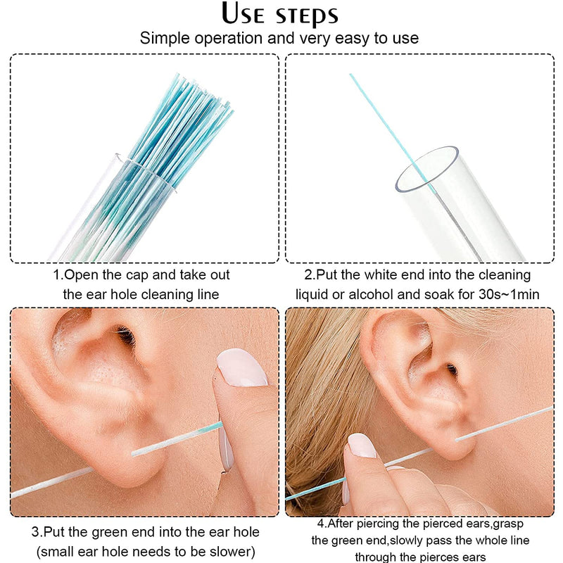 Yixutag Earrings Hole Cleaner, Ear Piercing Lines, Ear Hole Floss, Earrings Hole Cleaner, For Ear Piercing Care Aftercare Piercing, Ear Cleaner, For Girls Women Men 180 Pieces - NewNest Australia