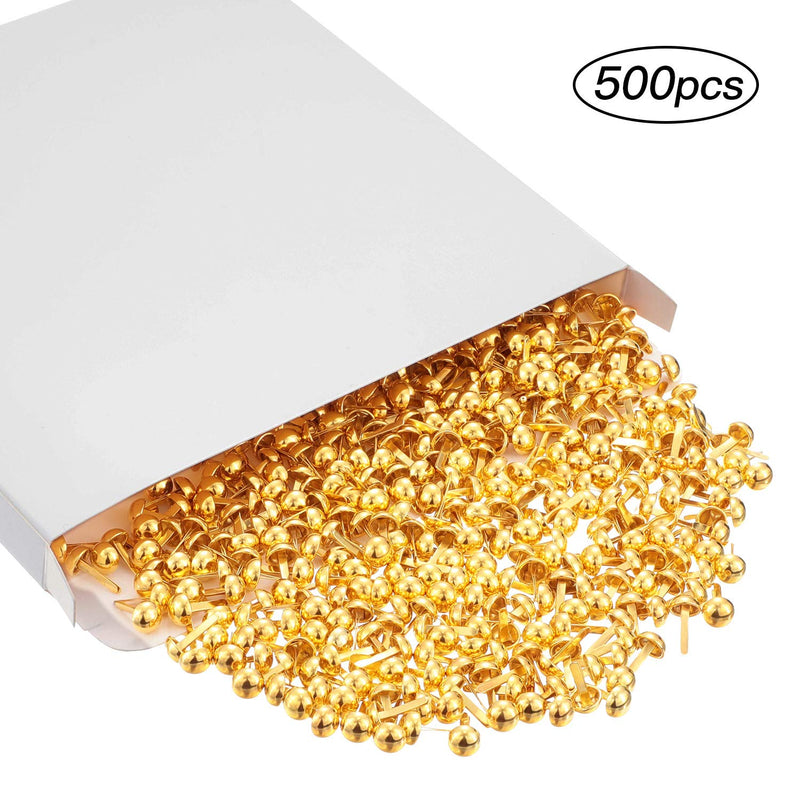 500 Pieces Paper Fasteners Brads Round Fasteners with White Paper Box for Art Crafting School Project Decorative Scrapbooking DIY Supplies (Golden,0.3 x 0.6 Inch) Golden 0.3 x 0.6 Inch - NewNest Australia