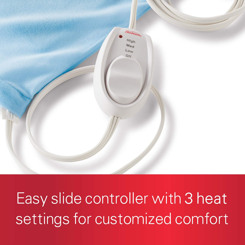 Sunbeam Heating Pad for Pain Relief | XL King Size UltraHeat, 3 Heat Settings with Moist Heat | Light Blue, 12-Inch x 24-Inch - NewNest Australia