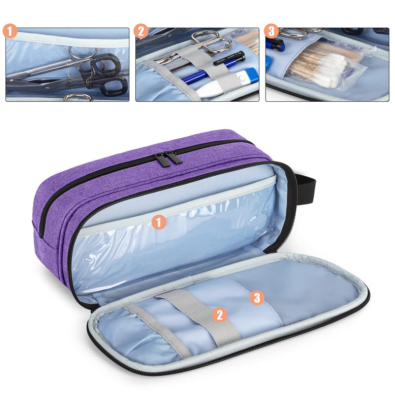 Trunab Stethoscope Carrying Case Compatible with 3M Littmann/MDF/ADC, Hold Two Stethoscopes or BP Cuffs, Medical Case with Extra Pocket for Nurse Accessories, Essentials for Nurses, Doctors, Purple - NewNest Australia
