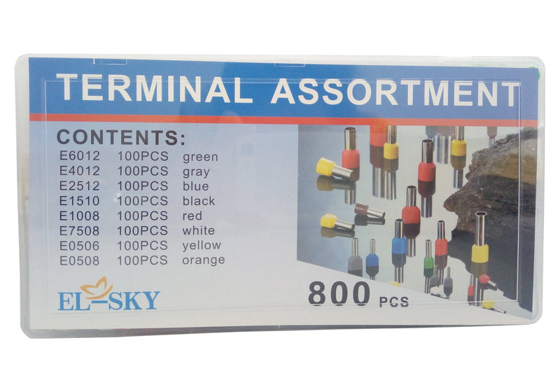 EL-SKY 800pcs Assortment Ferrule Wire Copper Crimp Connector, Wire Terminals Kit, Wire Connector Kit, Insulated Cord Pin End Terminal AWG 22-10 Kit - NewNest Australia