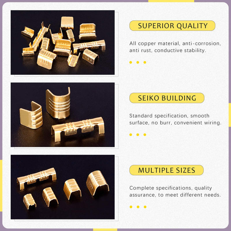 Swpeet 525Pcs Gold TC-1 TC-A TC-B TC-C TC-T Non-Insulated U Shape Wire Crimp Copper Terminal Connerctor Kit, Ring Lugs Crimp Cable Terminal for Crimp Solid Wires or Stranded Wires - NewNest Australia