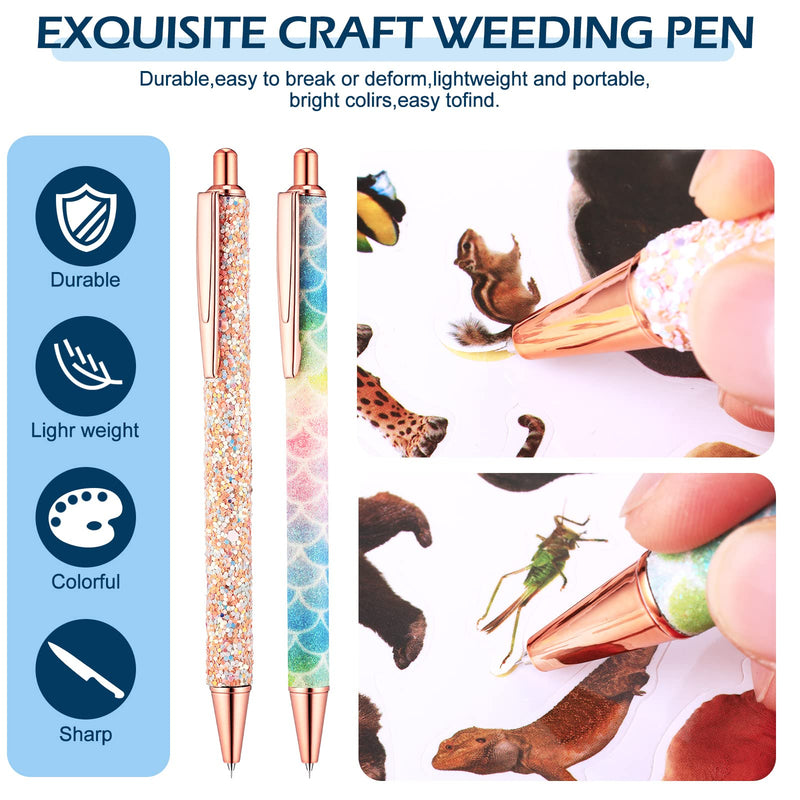 Weeding Tools for Vinyl 2 Pieces Craft Vinyl Weeding Pen Point Retractable Pin Pen Air Release Pen Glitter Weeding Pen with 2 Pieces Felt Squeegees for Craft Weeding Essential Adhesive Vinyl - NewNest Australia