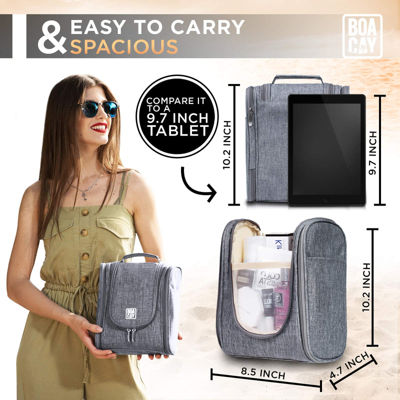 Premium Hanging Travel Toiletry Wash Bag for Women and Men, Bathroom, and Shower Organizer Kit with Elastic Band Holders for Toiletries, Cosmetics, Makeup, Brushes, Accessories '(M) Quartz Gray - NewNest Australia