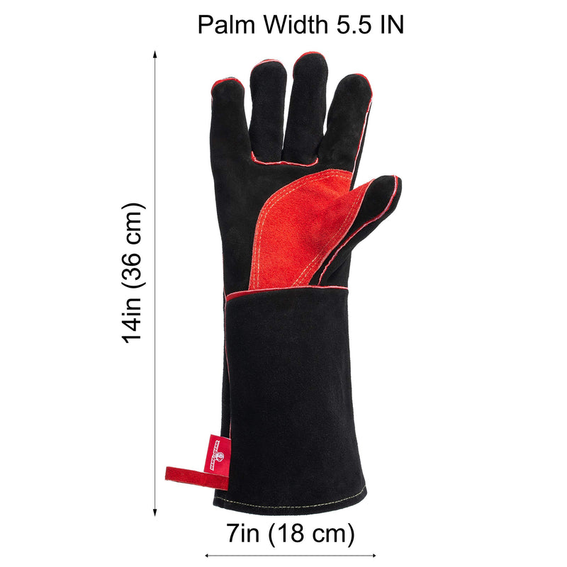 HereToGear Fireproof and Heat Resistant Welding Gloves - 14IN - Soft Leather with Kevlar Stitching - Great for Welders - Work for Animal Handling 14IN (L-XL) - NewNest Australia