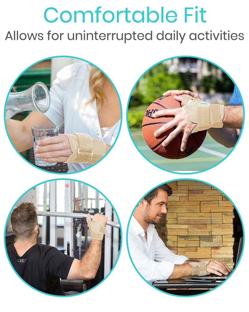 Vive Arthritis Thumb Splint - Spica Support Brace for Right and Left Hand - CMC Osteoarthritis Restriction for Pain, Sprains, Strains, Carpal Tunnel & Trigger Finger - Immobilizer Wrist Strap Beige - NewNest Australia