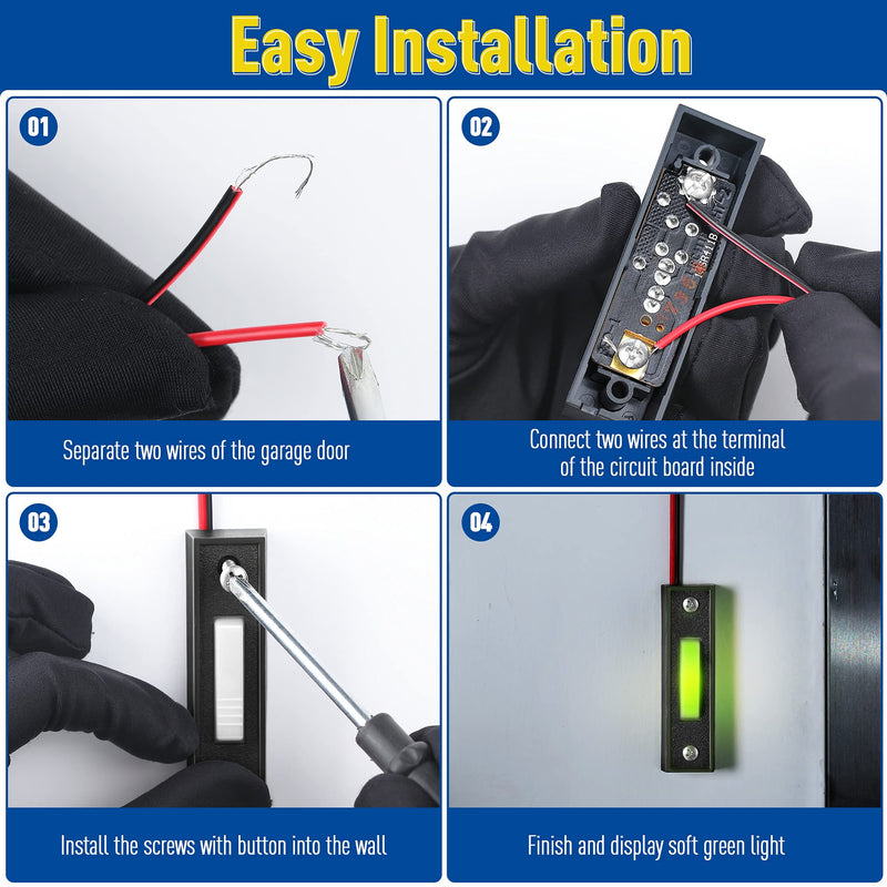 Universal Garage Door Opener Switch, 41A4166 Wired Lighted Wall Mounted Doorbell Push Button, Black Finish with White Center Button - NewNest Australia
