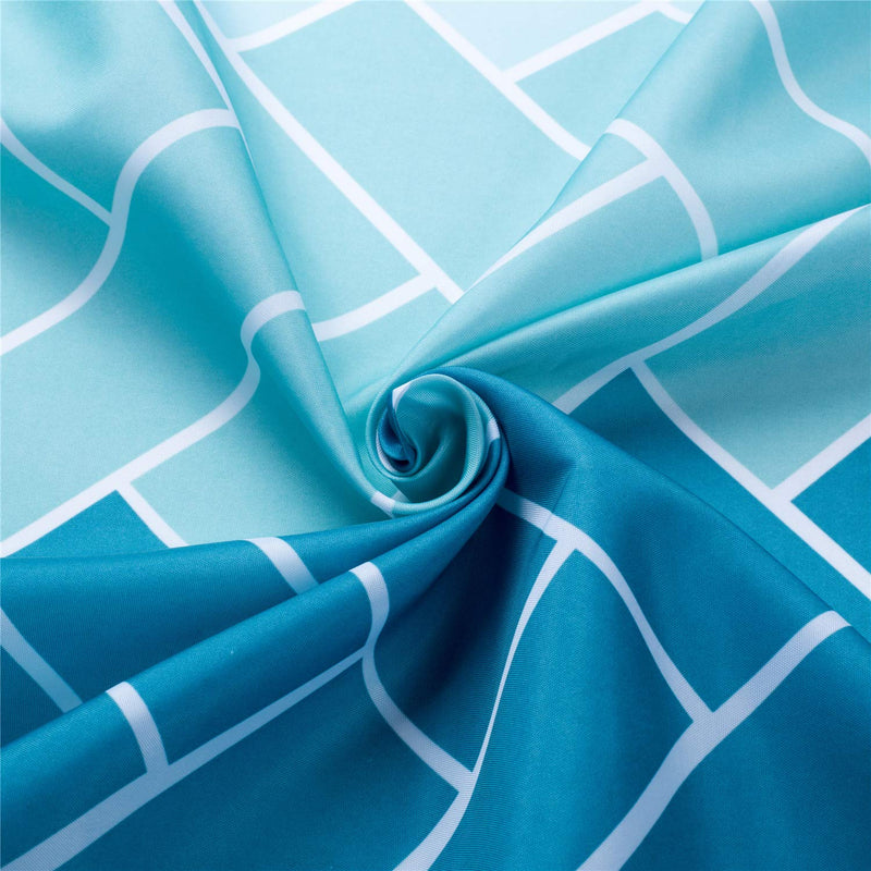 MORNITE Teal Light Blue White Shower Curtains for Bathroom Guest, Waterproof Washable Polyester Fabric Set 12 Hooks Rings,Aqua Ombre 72"x72"Inch 72"W x 72"H - NewNest Australia