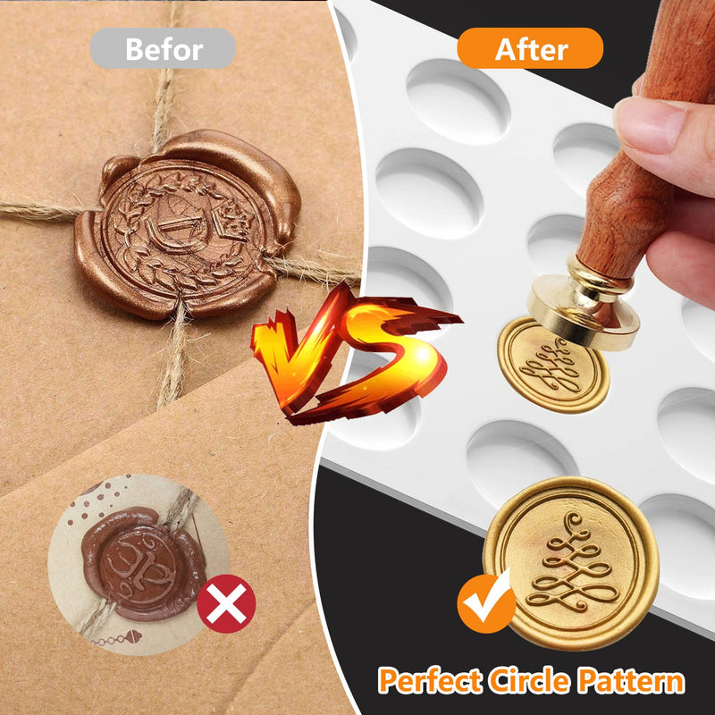 Silicone Mat Pad for Wax Seal Stamp,24 Cavity Wax Sealing Mat Pad with 50 Pcs Removable Double-Sided Adhesive Sticky Dots for DIY Craft Adhesive Waxing Sealing Wax Seal Stamp Stickers - NewNest Australia