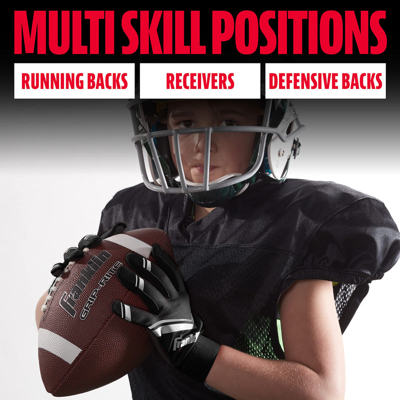 Franklin Sports Youth Football Receiver Gloves - Shoktak Youth Gloves - Kids Football Receiver Gloves - High Grip Football Gloves for Kids Youth Large Black/White - NewNest Australia