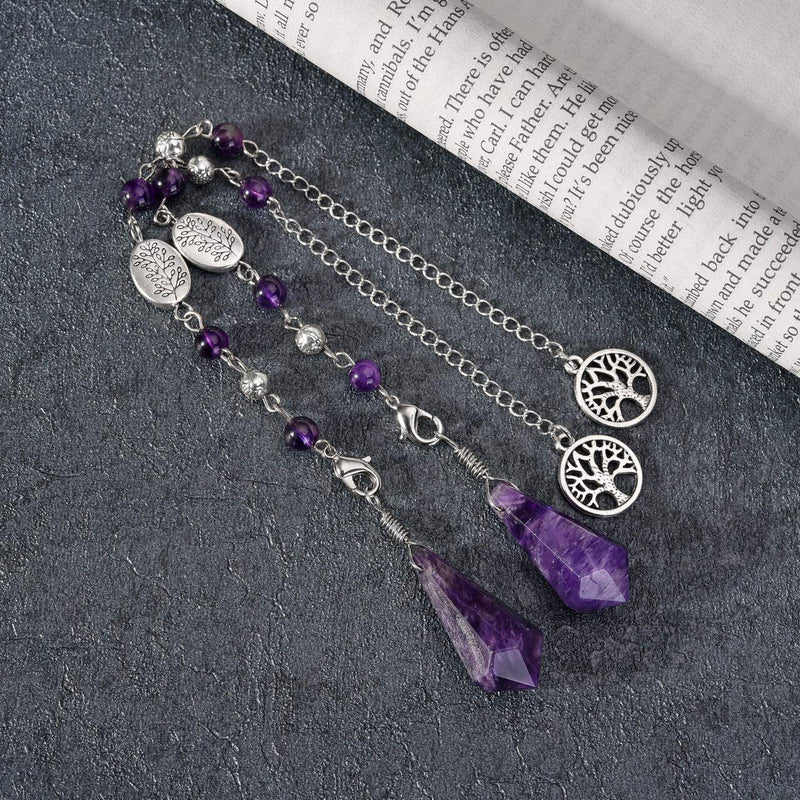 CrystalTears Natural Amethyst Crystal Pendulum Hexagonal Healing Crystal Point Tree of Life Dowsing Pendulum for Divination Scrying Chakra Reiki Healing Meditation Balancing - NewNest Australia