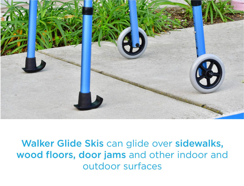 NOVA Medical Products Walker Glide Skis, Universal Fit, One Pair, Black - NewNest Australia