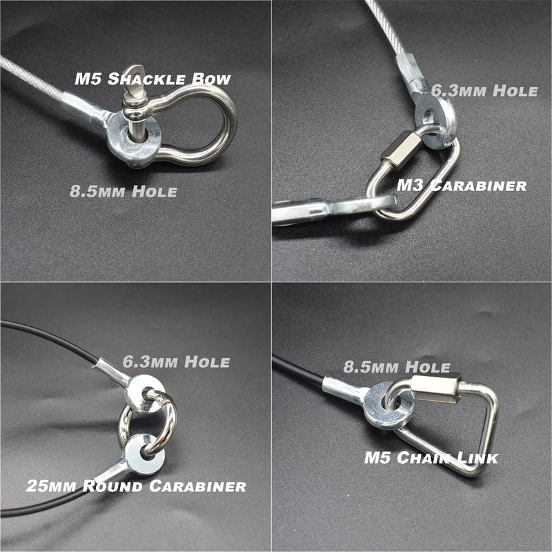 Bytiyar 10 pcs 10 inch (25cm) 3mm Thickness Galvanized Steel Wire Cable Eyelets Ended Short Rope Lanyard Safety Tether Chain Lock with Vinyl Coated Cover Clear 10in/25cm Clear_10pcs - NewNest Australia