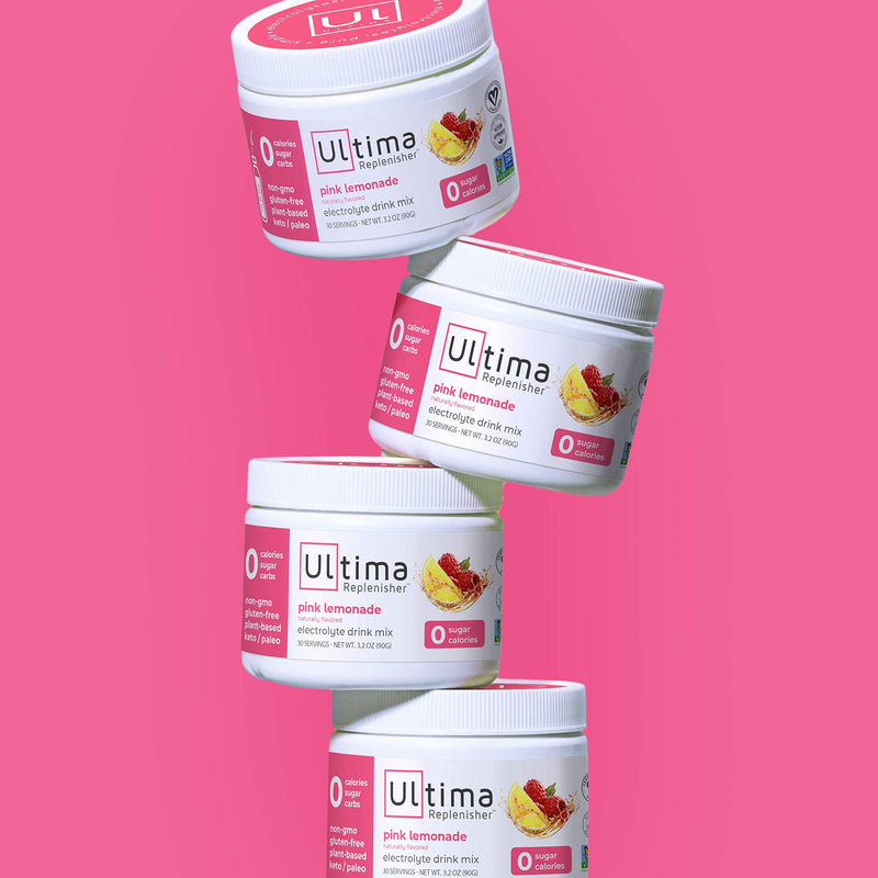 Ultima Replenisher, Electrolyte Hydration Powder, Pink Lemonade, 30 Serving Tub - Sugar Free, 0 Calories, 0 Carbs - Gluten-Free, Keto, Non-GMO, Vegan - NewNest Australia
