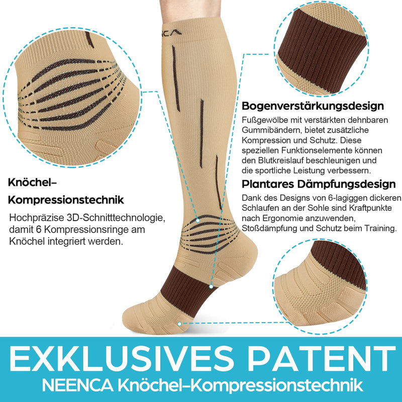 Neenca Compression Stockings (20-30 Mmhg), Medical Compression Socks For Women & Men Support Socks For Recovery From Injury & Pain Relief, Sports Protection, Running, Sports, Flight - 1 Pair - NewNest Australia