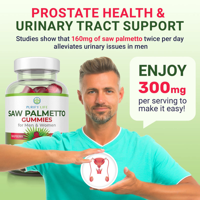 Saw Palmetto Extract Gummies for Hair Loss (300mg) Saw Palmetto Prostate Supplements for Men - DHT Blocker for Women Hair Growth, Hormonal Balance, PCOS Supplement, Urinary Tract, Gluten-Free & Vegan - NewNest Australia
