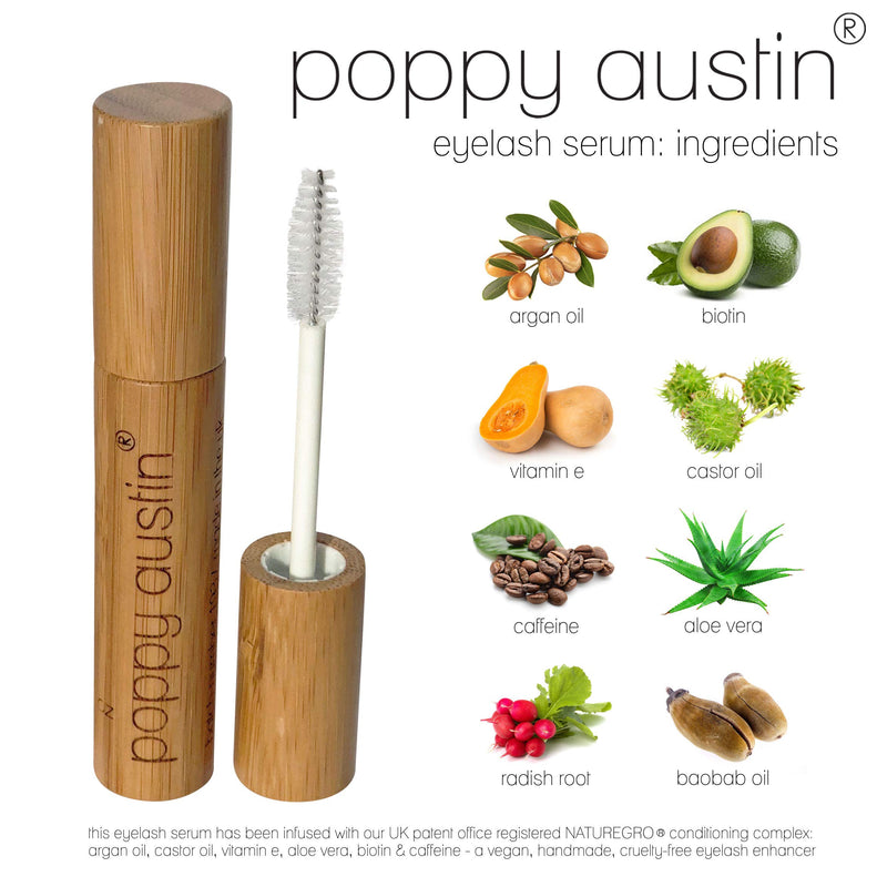 Poppy Austin 9g Eye Lash Serum - Premium Eyelash Growth Serum with Argan Oil, Castor Oil, Caffeine, Vitamin E, Aloe Vera - Vegan, Cruelty-Free Eyelash Serum, Growth Enhancer for Lashes, Brows - NewNest Australia
