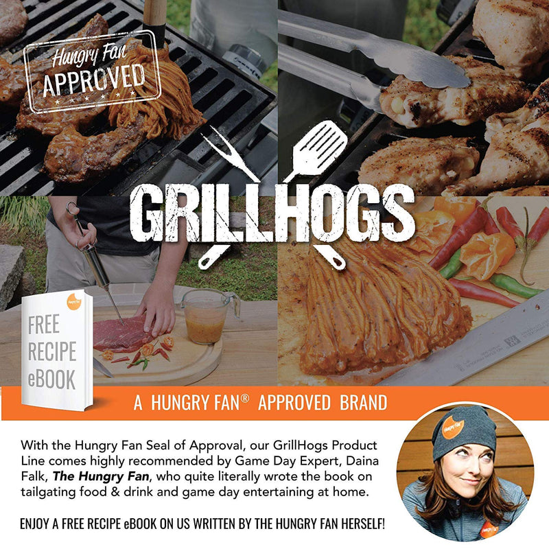 NewNest Australia - GRILLHOGS BBQ Basting Mop with Wooden Handle, Perfect for Barbecue Grilling, Spreading & Glazing Evenly, 18 Inch, Includes 2 Bonus Mop Head Replacement, Perfect Stocking Stuffer 