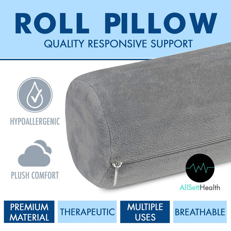Cervical Neck Roll Memory Foam Pillow, Bolster Pillow, Round Neck Pillows Support for Sleeping | Bolster Pillow for Bed, Legs, Back and Yoga Grey - NewNest Australia
