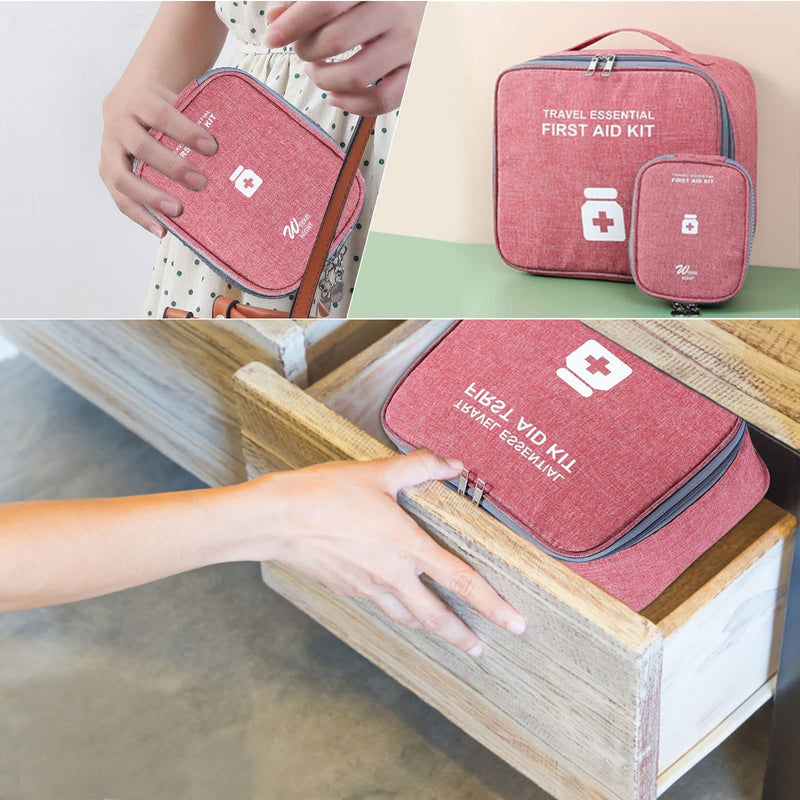 Pack Of 2 Medicine Bag, Travel Emergency Bag, First Aid Travel Pharmacy Bag, Empty, Medicine Bag, Travel Pharmacy Bag, Portable Travel First Aid Kit, For Travel, On The Go, Home, Office (Red) - NewNest Australia
