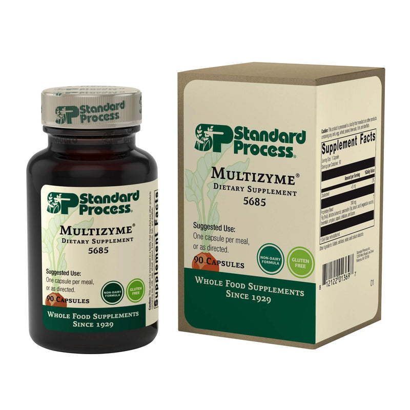 Standard Process Multizyme - Whole Food Pancreas Support, Pancreatin Digestive Enzymes, Digestive Health and Pancreatic Enzymes with Cellulase, Papain, Amylase, Lipase and More - 90 Capsules 90 Count (Pack of 1) - NewNest Australia