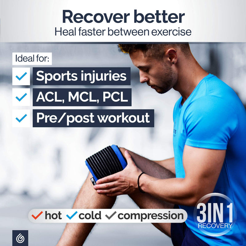 Knee Pain Relief Gel Pack - Hot Cold Ice Packs for Sports Injuries, Reusable Heat Pads (3in1 Compress Wrap fits Ankle, Foot, Elbow) First aid for Reduce Swelling, Replacement Surgery - Gelpacks Direct - NewNest Australia