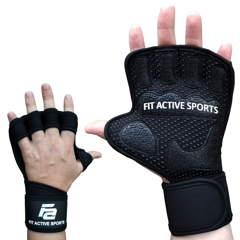 Fit Active Sports The Gripper Weight Lifting Gloves with Wrist Wraps - Extra Grip & Padding for Lifting, Gym Workout, Cross Training Fitness, & Weightlifting. for Men & Women. No Calluses Black Large - NewNest Australia