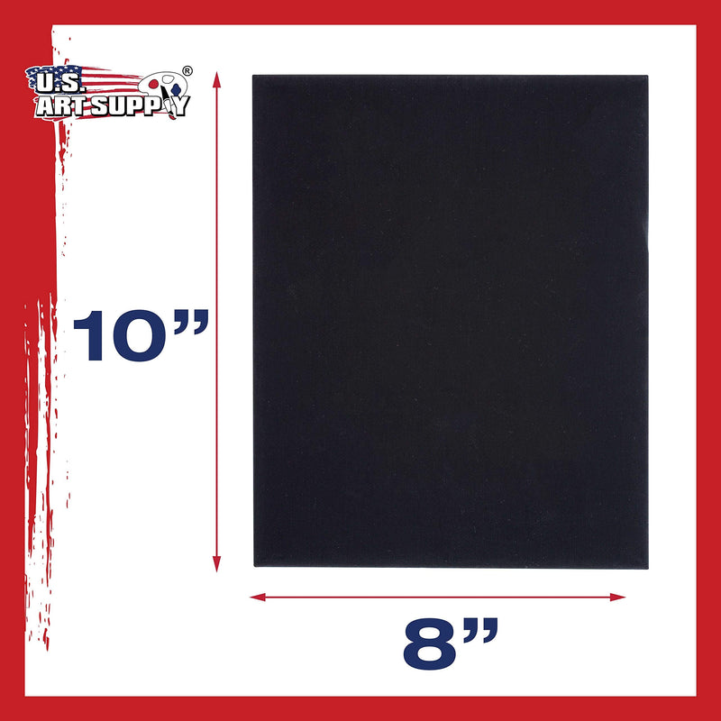 U.S. Art Supply 8 x 10 inch Stretched Canvas 12-Ounce Primed 4-Pack - Professional Black Blank 3/4" Profile Heavy-Weight Gesso Acid Free Bulk Pack - Painting, Acrylic Pouring, Oil Paint 8" x 10" - NewNest Australia