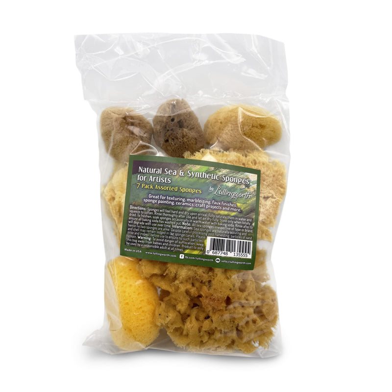 Natural Sea & Synthetic Sponges - Assorted Sizes 7pc Value Pack for Crafts & Artists: Great for Painting, Hobbies, Art, Effects, Ceramics, Clay, Pottery by Lullingworth® - NewNest Australia