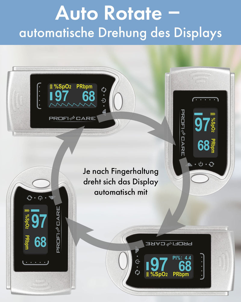 Proficare Pc-Po 3104 Pulse Oximeter For Measuring Pulse And Oxygen Saturation On The Finger, 3-In-1 For Measuring Pulse, Oxygen Saturation And Perfusion Index, Oximeter Finger Clip - NewNest Australia