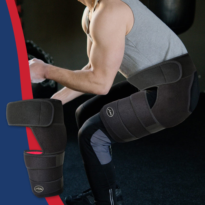 Doctor Developed Stabilizing Hip Support Brace - Sciatica Pain Relief, Piriformis Syndrome - Thigh compression, Hamstring compression wrap - Doctor Handbook included - Women & Men (L/XL, Black) L/XL - NewNest Australia