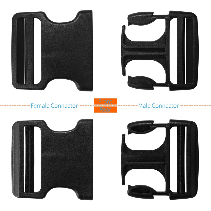 Buckles for Straps 2": Side Release Buckle Plastic Clip 2 set + Tri-Glide Slide 4 pcs Fit 2 inch Wide Nylon Strap Webbing Belt, Heavy Duty Replacement for Backpack Parachute, Dual Adjustable No Sewing 2 Set 2 in - NewNest Australia