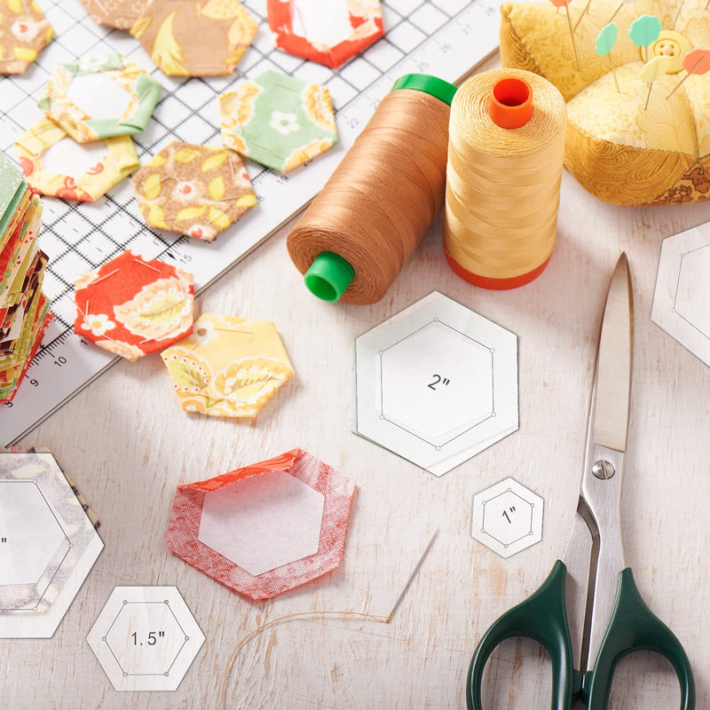 6 Pieces Hexagon Quilting Templates 1 Inch, 1.5 Inch, 2 Inch, 3 Inch, 4 Inch, 5 Inch with 1/4 Inch Seam Allowance, Acrylic Quilting Templates for DIY Quilting Sewing Crafts - NewNest Australia