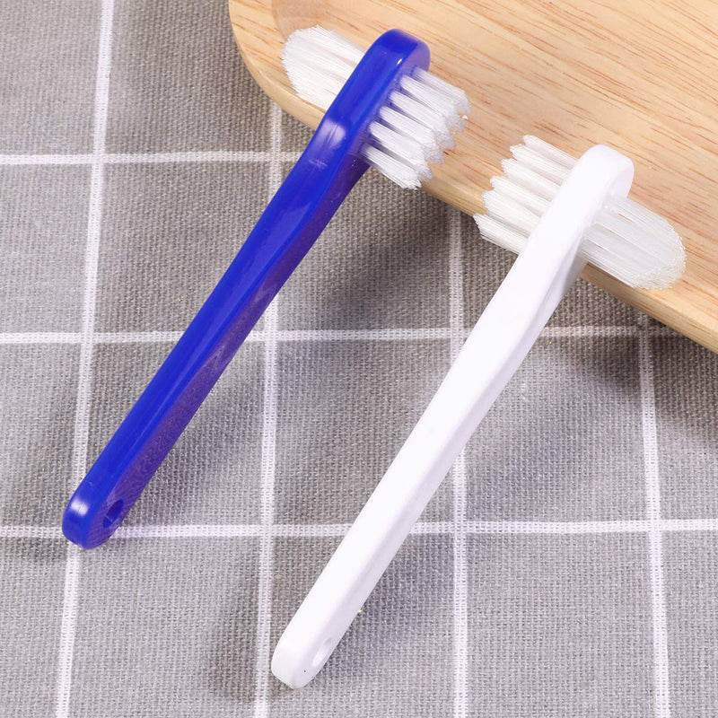 SUPVOX 2PCS false teeth brushes two-side t-shape denture toothbrush (white+blue) - NewNest Australia