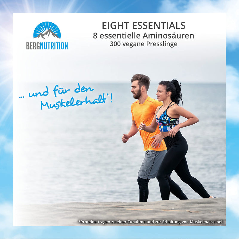 Berg Nutrition Eight Essentials, 300 Vegan Pellets With 8 Essential Amino Acids According To Prof. Dr. Luc√† Moretti For Optimized Protein Supply, Amino Acids Tablets Complex High Dose Eaa - NewNest Australia
