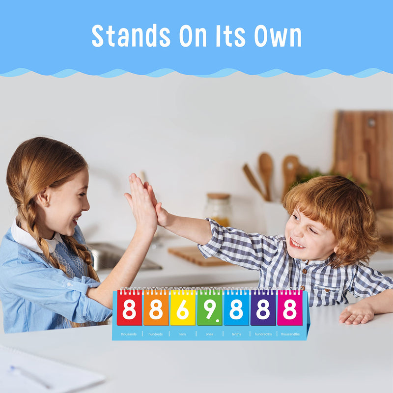 Freestanding Place Value Flip Chart, Double Side with Whole Numbers and Decimals, Educational Math Learning Tool to Count Place Value to The Millions 7 digits - NewNest Australia