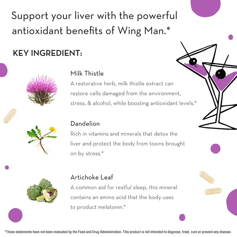 HUM Wing Man - Liver Detox Supplement with Milk Thistle, Dandelion & Artichoke Leaf - Helps Flush Liver of Toxins - Liver Cleanse Supplement (60 Vegan Capsules) - NewNest Australia
