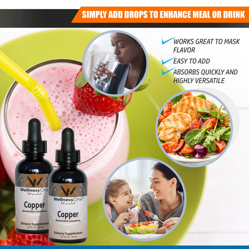 Copper - Best Liquid Ionic Mineral Supplement - (100 Days at 1mg per 10 Drops) 1.67fl oz. - Adjust Serving Sizes for Kids, Men and Women. - NewNest Australia