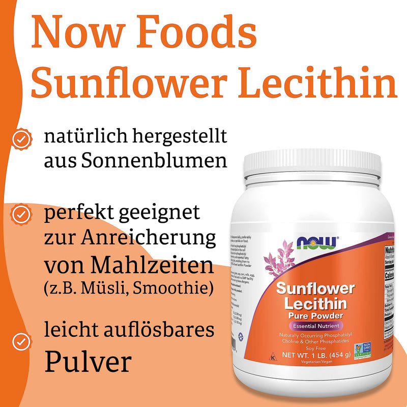 Now Foods, Sunflower Lecithin, Pure Vegan Powder, 454 g, Laboratory Tested, Gluten Free, Soy Free, Vegetarian - NewNest Australia