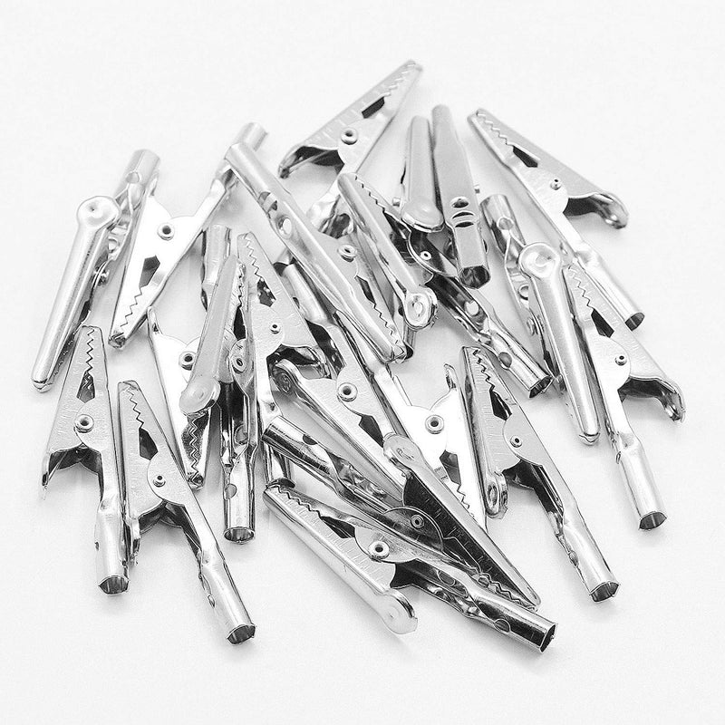 ThreeBulls 20Pcs 2" / 51mm Metal Alligator Clip Spring Clamps test line Crocodile Clip Silver Tone Alligator Clips Nickel Plated Crocodile Clamps - NewNest Australia