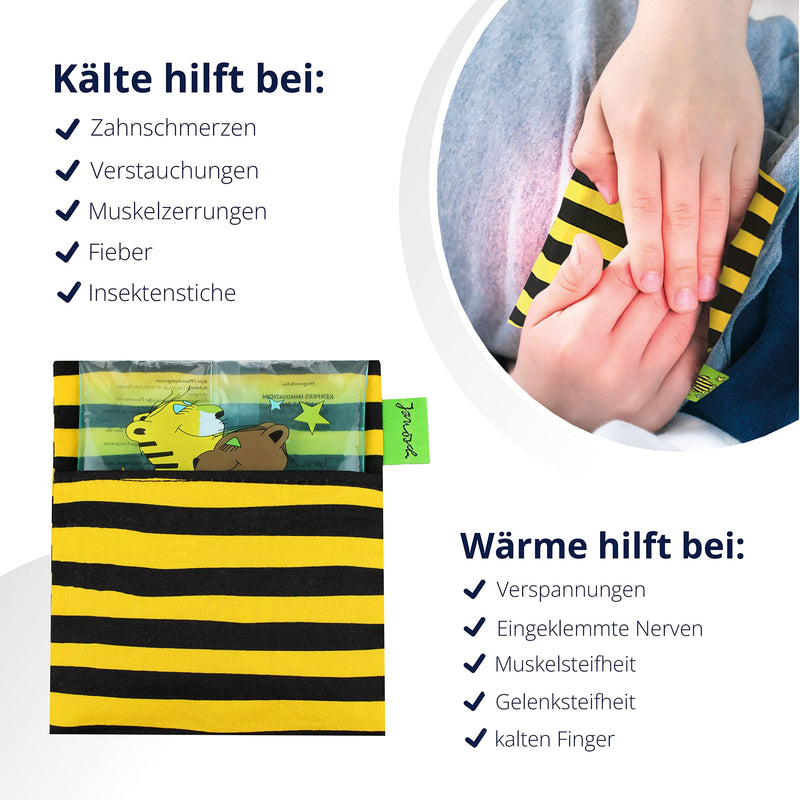 JANOSCH® NEW!! 2x cold warm compresses with tiger - protective cover made of BW - cold and warm gel compress - made in Germany - microwave safe - NewNest Australia