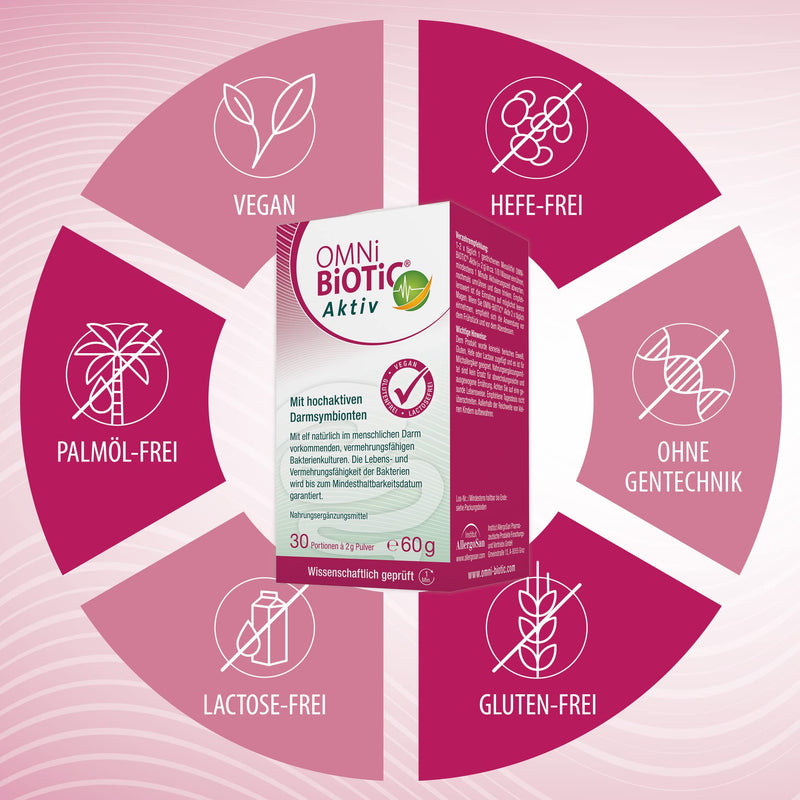 Omni Biotic Aktiv, 30 Servings (60 G), 11 Bacterial Strains, 10 Billion Organisms Per Daily Dose, Powder, Vegan, For Daily Use, With Bacteria For The Intestinal Flora - NewNest Australia