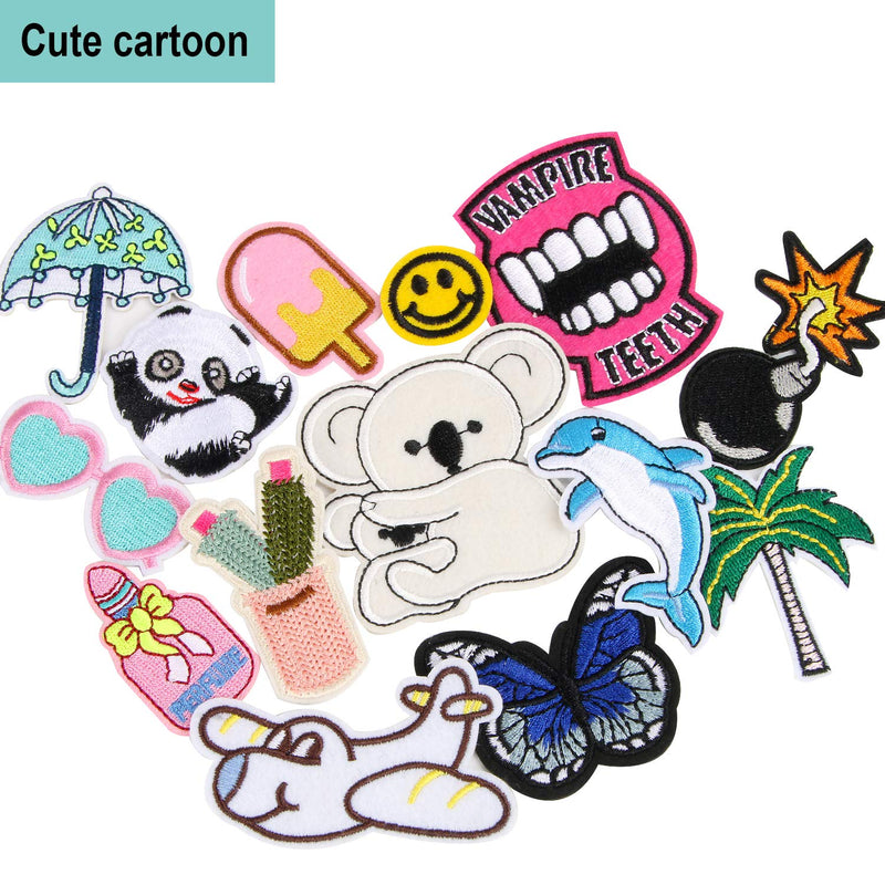 60pcs Random Assorted Styles Outdoors Embroidered Iron on Patches DIY Sew Applique Repair Patch - NewNest Australia