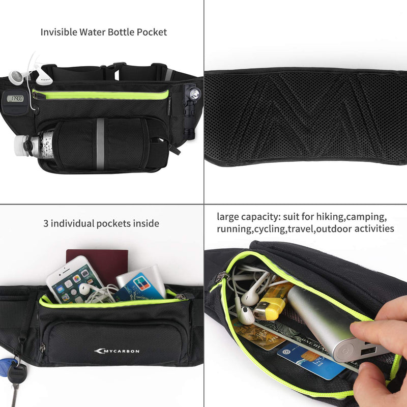 MYCARBON Fanny Pack Waist Pack with Water Bottle Holder Running Belt for Men Women Walking Hiking Runners Hydration Belt Green - NewNest Australia