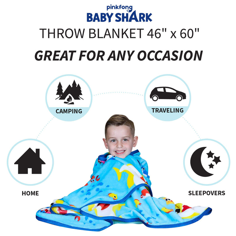 NewNest Australia - Franco - AT0468 Kids Bedding Super Soft Plush Throw Blanket, 46" x 60" Twin Size, Baby Shark 46" x 60" 